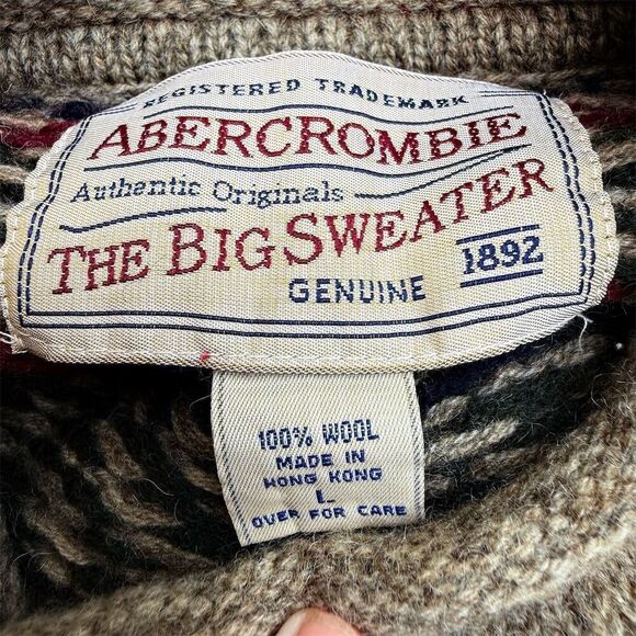 Vintage Abercrombie & Fitch The Big Sweater Fair Isle Pullover Multicolor Large - Picture 10 of 15